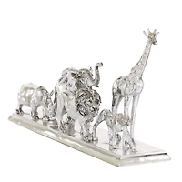 13" Silver Polystone Safari Animal Sculpture
