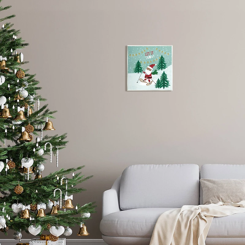 Stupell Industries Let it Snow Santa Snowshoeing Wall Art