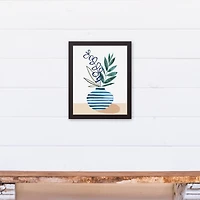 Blue Potted Plant Canvas Wall Art in Black Frame