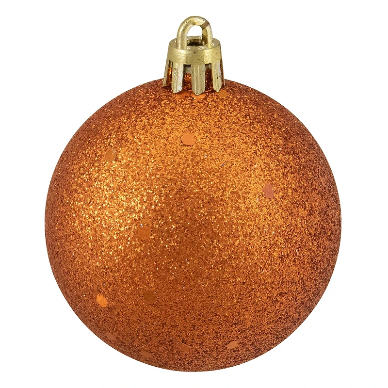 24ct. 2.5" Orange 4-Finish Shatterproof Christmas Ball Ornaments