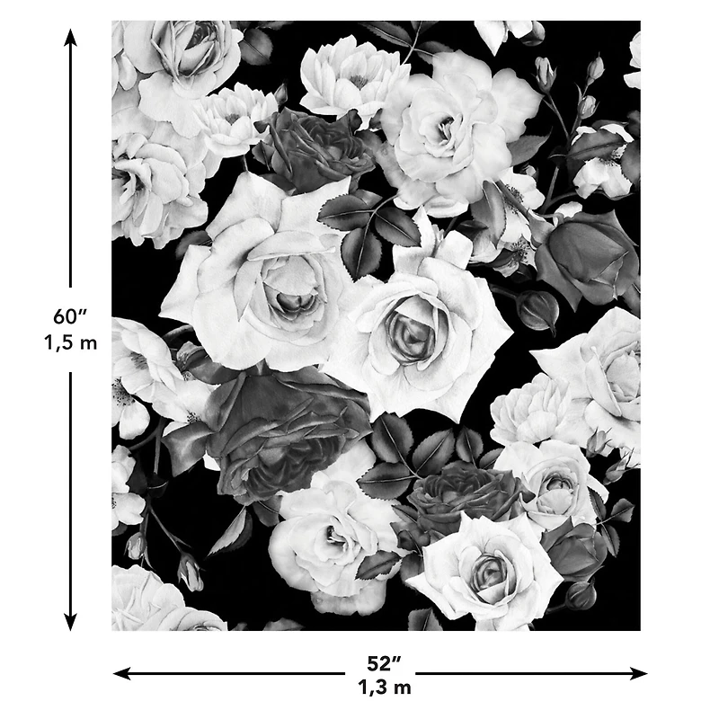 RoomMates Black & White Floral Tapestry