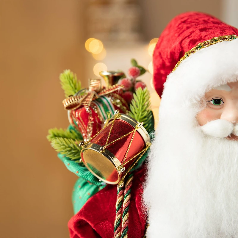 Glitzhome® 18" Faux Fur Traditional Christmas Santa Figurine