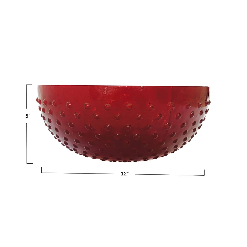 Hello Honey® 4.5qt. Red Glass Hobnail Serving Bowl