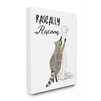 Stupell Industries Rascally Racoon Text with Toilet Paper Roll Canvas Wall Art
