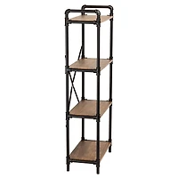 Honey Can Do Black 4-Tier Industrial Bookshelf
