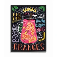 Stupell Industries Summer Sangria Pitcher Chalk Style Wall Accent with Black Frame