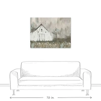 White Distressed Barn 40" x 30" Canvas Wall Art
