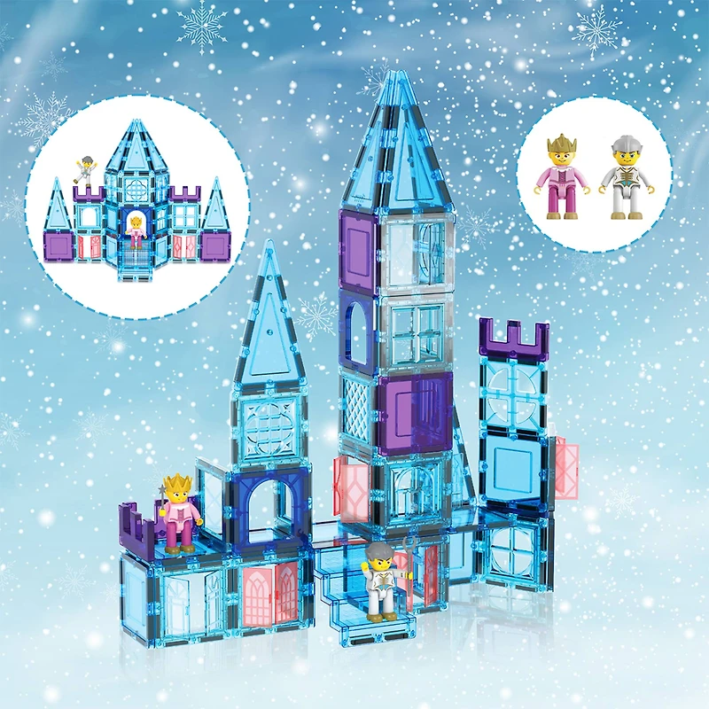 PicassoTiles® 72 Piece Ice Castle Magnetic Tile Building Set