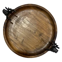 15" Round Wood Tray with Reindeer Handles by Ashland®