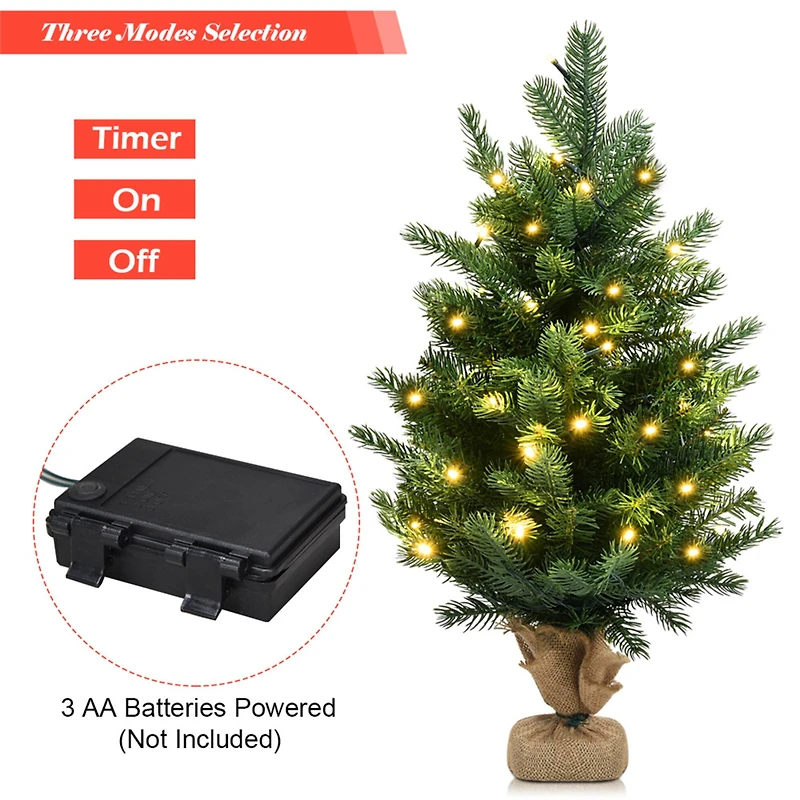 Costway 2ft. Pre‑Lit Tabletop Fir Artificial Christmas Tree with Timer LED Lights