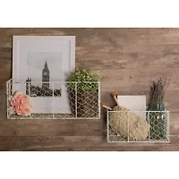 DII® Antique White Wall Mount Chicken Wire Baskets