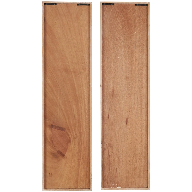 Brown Wood Paddle Wall Décor with Blue Accents & Chevron Pattern Set