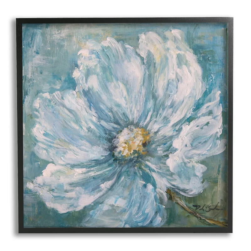 Stupell Industries Blue Flower Bloom Abstract Petal Texture Traditional Painting Framed Wall Art