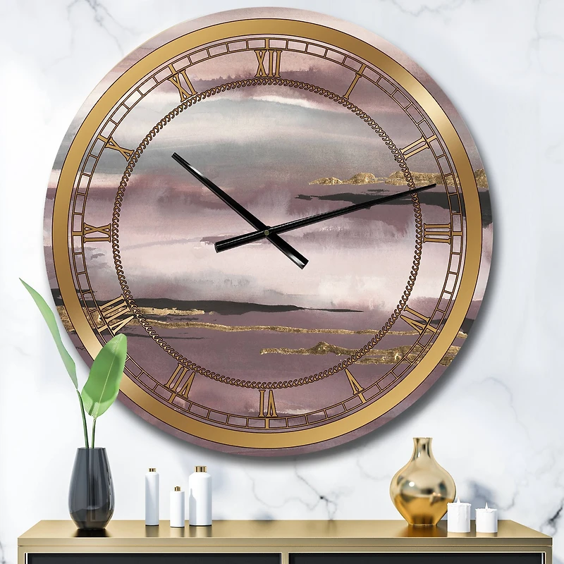 Designart 'Purple Glam Storm Iv Glam Wall Clock