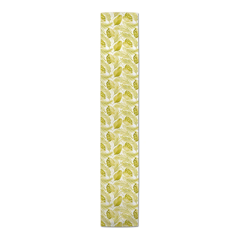 72'' Coastal Yellow Leaves Cotton Twill Table Runner