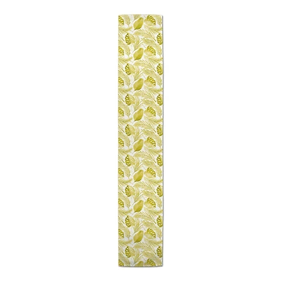 72'' Coastal Yellow Leaves Cotton Twill Table Runner