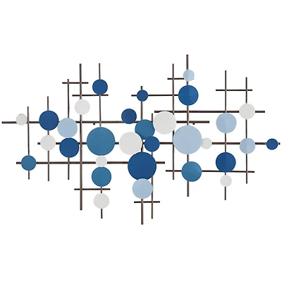 CosmoLiving by Cosmopolitan Blue Metal Overlapping Circle Geometric Wall Decor 39" x 1" x 23"
