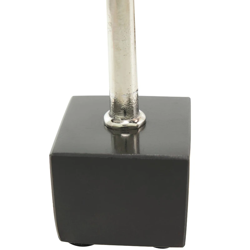 Silver Aluminum Slim Candle Holder with Black Block Base Set