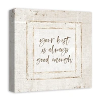 Good Enough Burlap 12" x 12" Canvas Wall Art