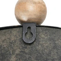 Hello Honey® Black Oval Metal Wall Mirror with Wood Beads