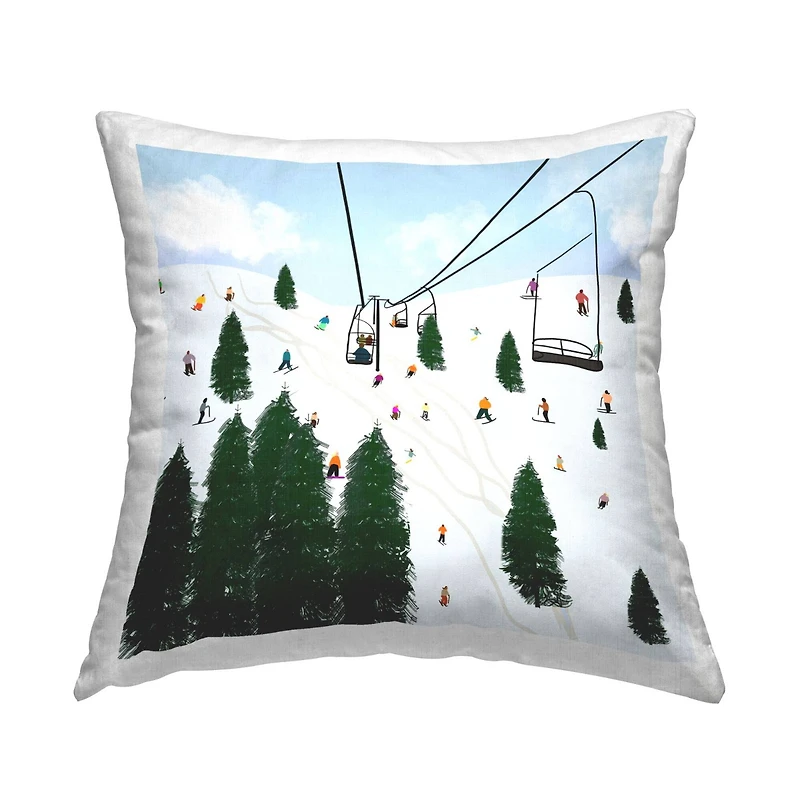 Stupell Industries Busy Ski Slopes Lift Winter Sports Scenery Throw Pillow, 18" x 18"