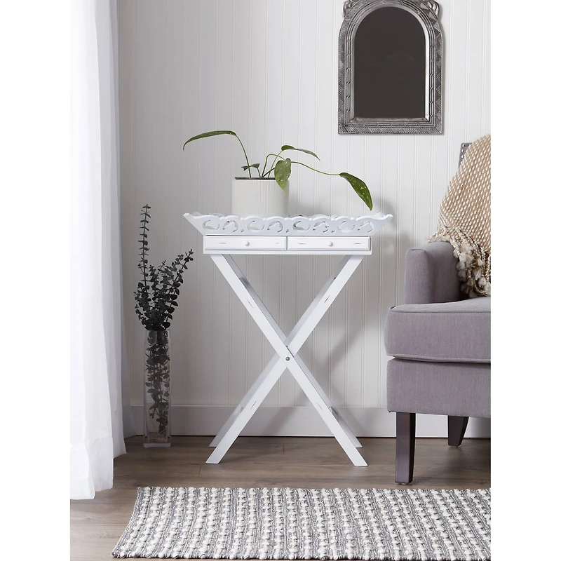 27" White Elegant Tray Stand