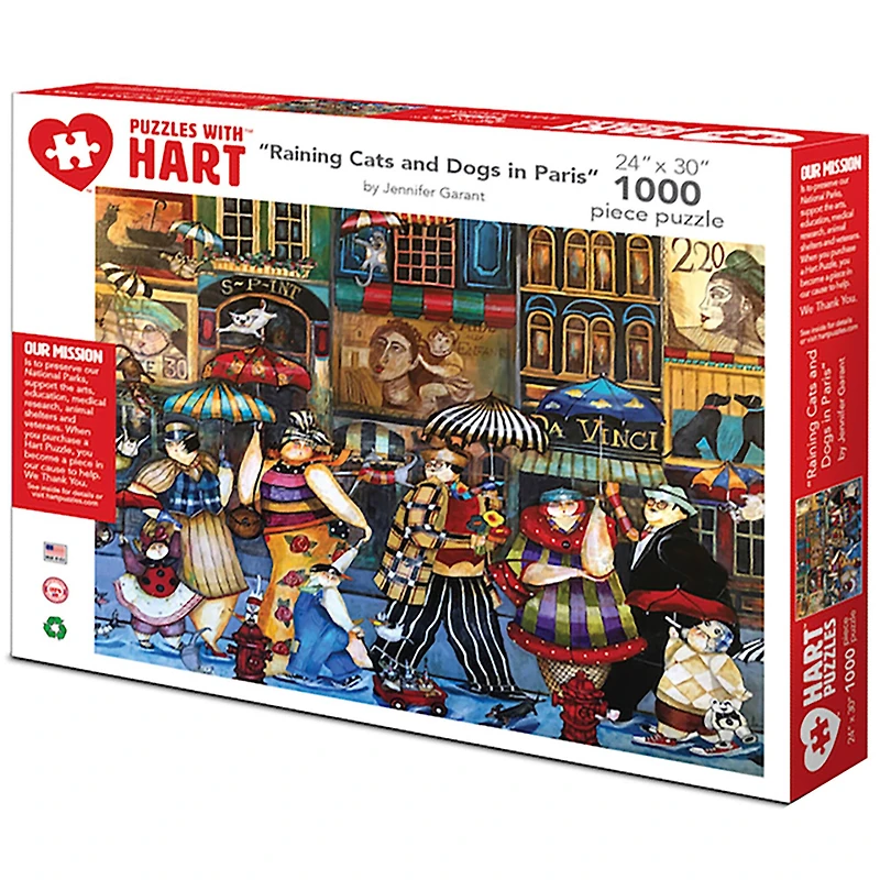 Hart Puzzles Raining Cats and Dogs in Paris by Jennifer Garant 1,000 Piece Jigsaw Puzzle