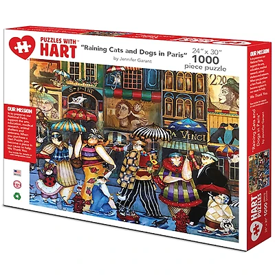 Hart Puzzles Raining Cats and Dogs in Paris by Jennifer Garant 1,000 Piece Jigsaw Puzzle