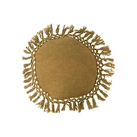 Marigold Cotton Slub Pillow with Crochet Fringe