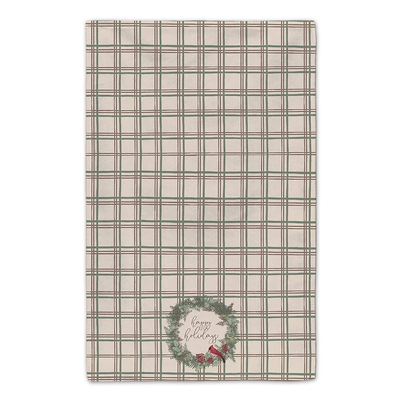 Happy Holidays Plaid Tea Towel Set