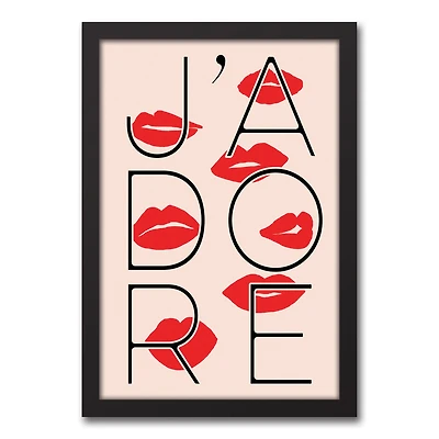 J'adore Lips Canvas Wall Art in Black Frame