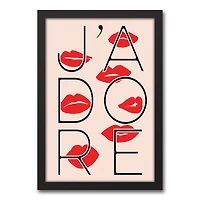J'adore Lips Canvas Wall Art in Black Frame