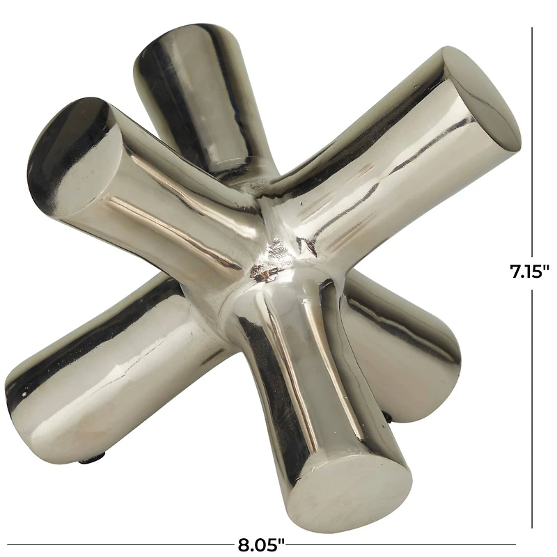 9" Silver Aluminum Jack Abstract Sculpture