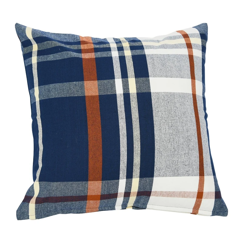 20'' Square Plaid Cotton Pillow Cover