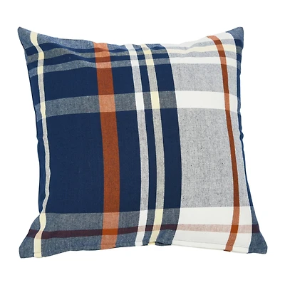 20'' Square Plaid Cotton Pillow Cover