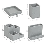 Mind Reader Terrazzo Collection Gray 4 Piece Desktop Organization Set