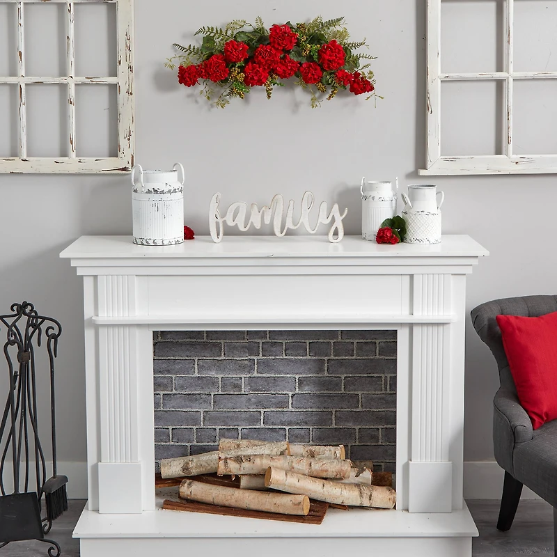 32” Red Geranium and Berry Swag