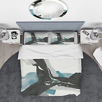 Designart 'Geometric Black and Teal III' Geometric Bedding Set