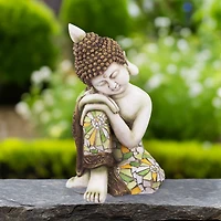 17" Resting Mosaic Buddha Outdoor Ceramic Garden Statue