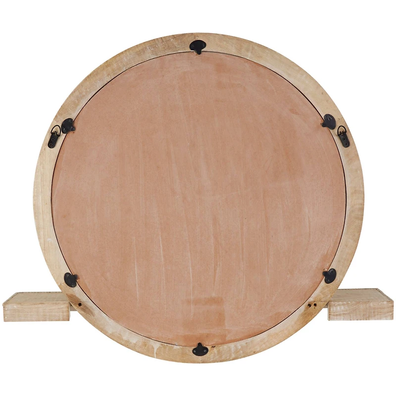 36" Light Brown Wall Mirror with Silver Beaded Outline