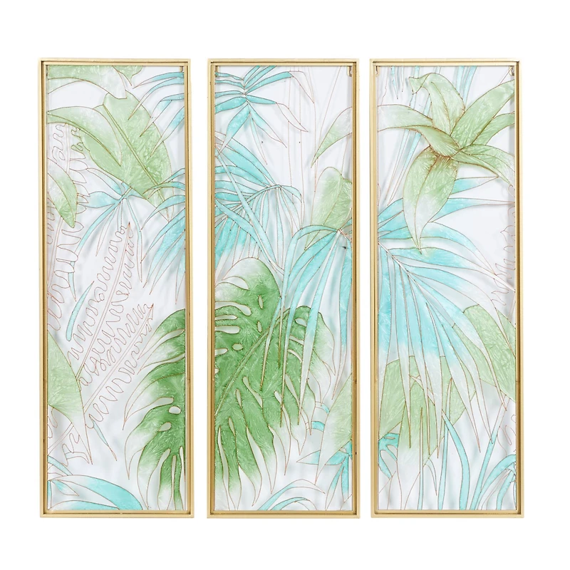 CosmoLiving by Cosmopolitan 35.5" Green Glass Wall Décor Set