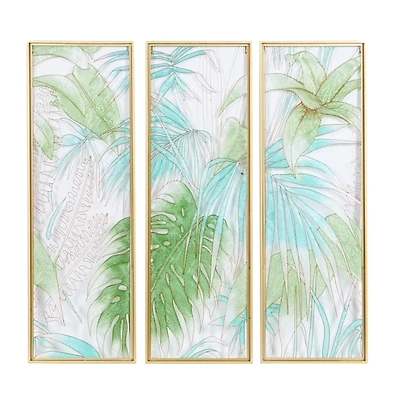 CosmoLiving by Cosmopolitan 35.5" Green Glass Wall Décor Set