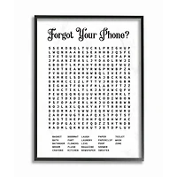 Stupell Industries Bathroom Word Search Puzzle Black Framed Print