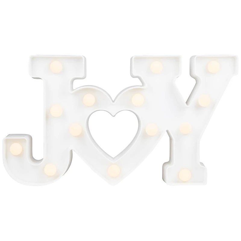 12.75" White Joy LED Christmas Marquee Wall Sign