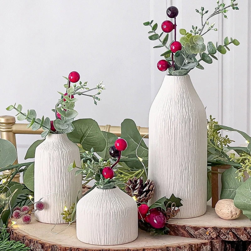 Kate Aspen® White Boho Ceramic Bud Vase Set