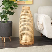 30.5" Brown Open Frame Woven Rattan Vase