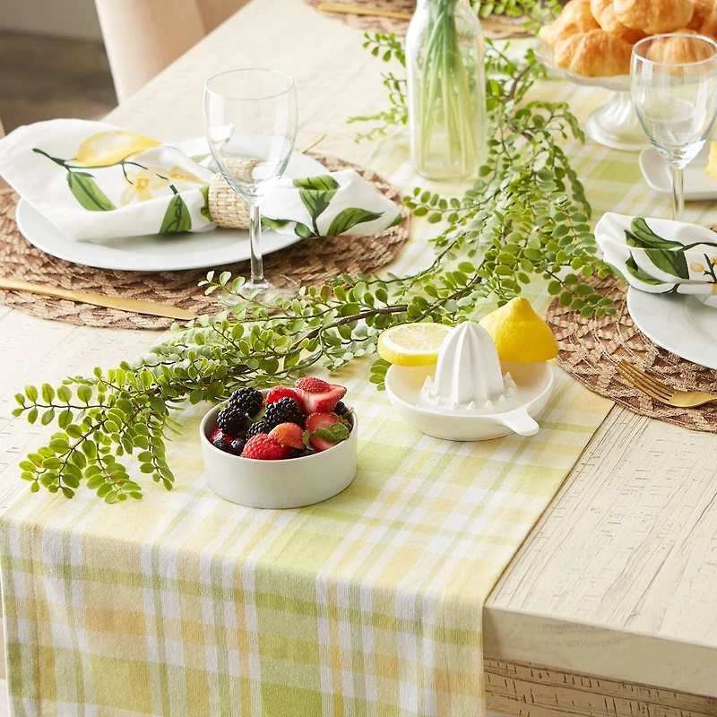 Lemon Bliss Plaid Table Runner 14" x 72"