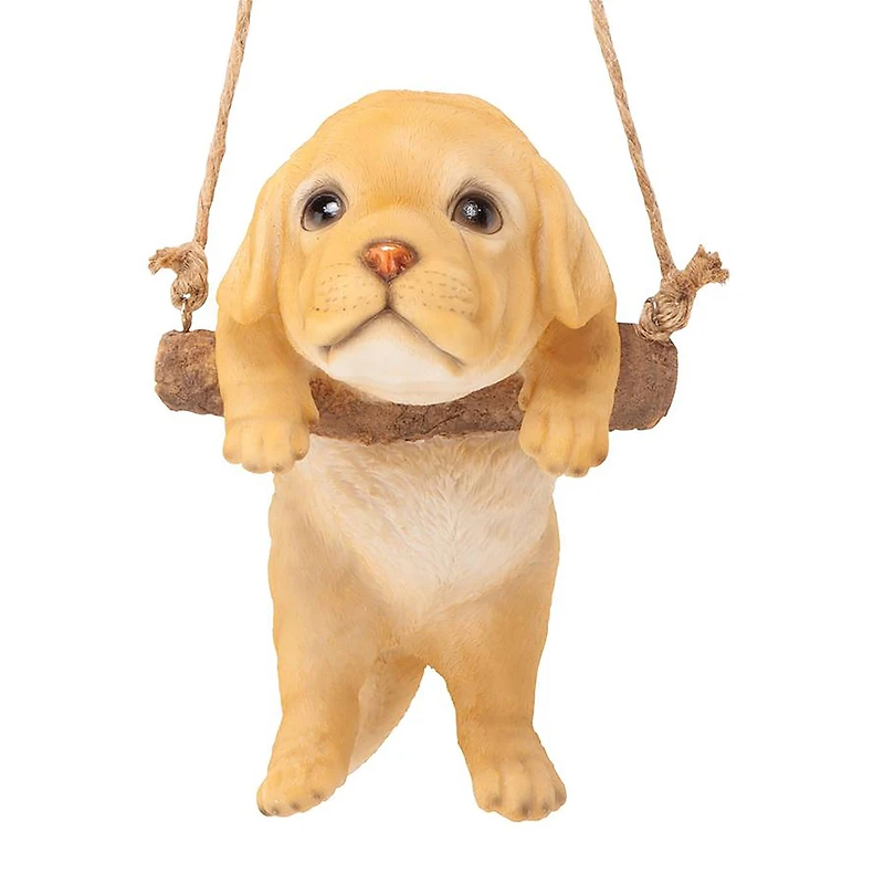 Design Toscano 8" Yellow Lab Puppy on a Perch Hanging Dog Sculpture