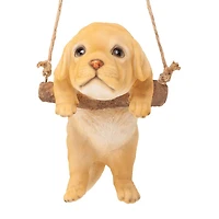 Design Toscano 8" Yellow Lab Puppy on a Perch Hanging Dog Sculpture