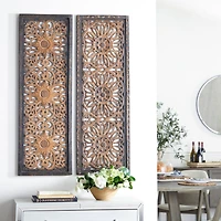 Set of 2 Brown Wood Traditional Wall Decor, 48" x 16"